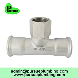 Good price china M profile female threaded branch pipe joint stainless steel tee press fitting